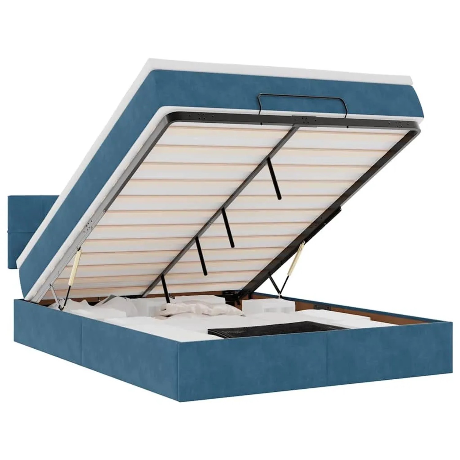 vidaXL Ottoman-Bett mit Matratze Dunkelblau 140x200 cm Samt 3311781