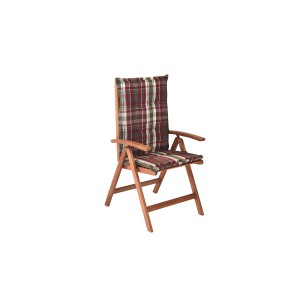 Merxx Borkum Klappsessel mit weinrot karierter Auflage, Teil des 9-tlg. Gartenmöbel-Sets.