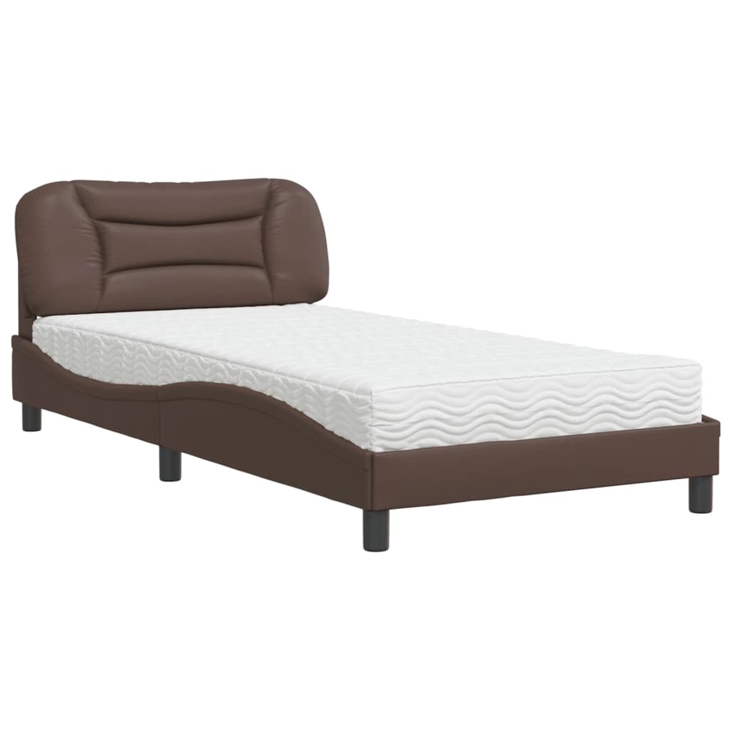 vidaXL Bett mit Matratze Braun 100x200 cm Kunstleder Modell 12008420 günstig online kaufen