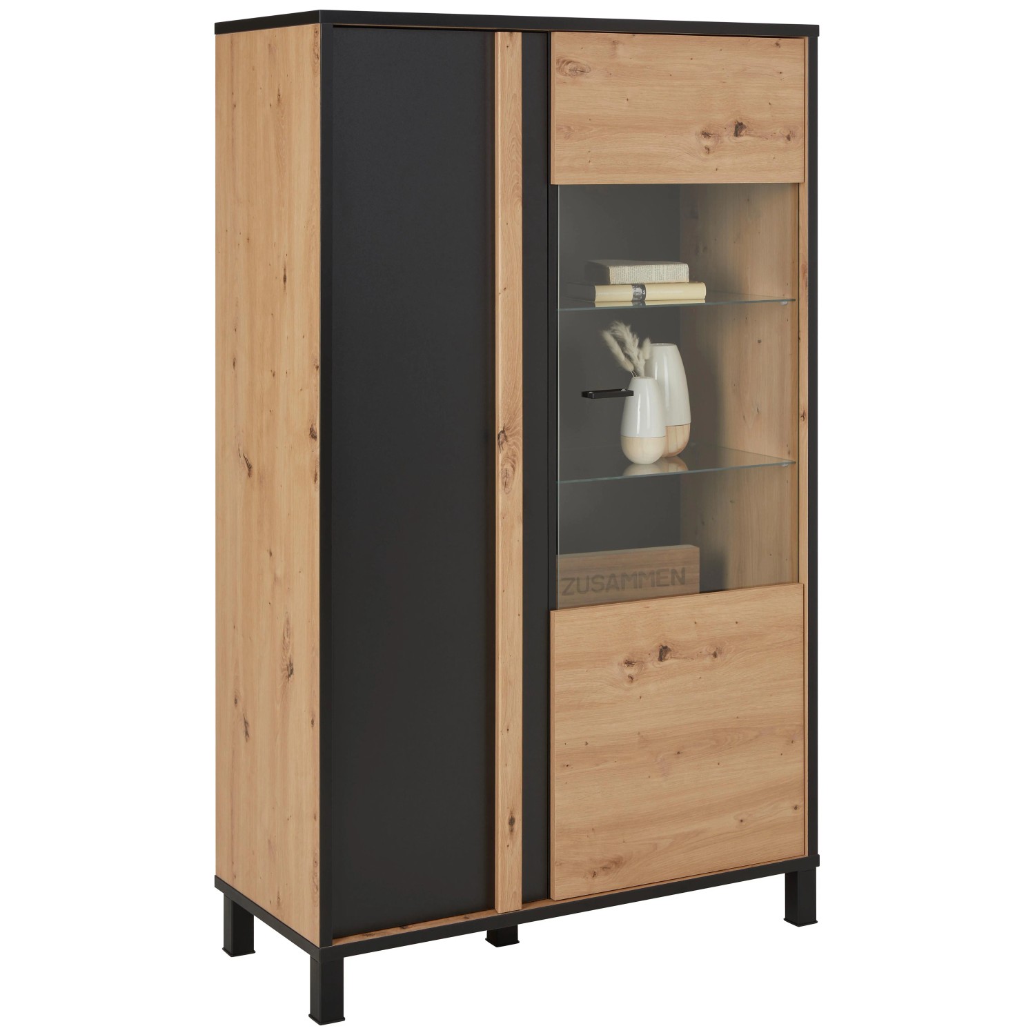 Based Vitrine Hayato Schwarz/Eiche Artisan