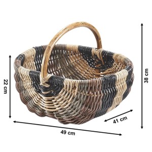 Kobolo Einkaufskorb aus Rattan, geflochten, mehrfarbig hellbraun.