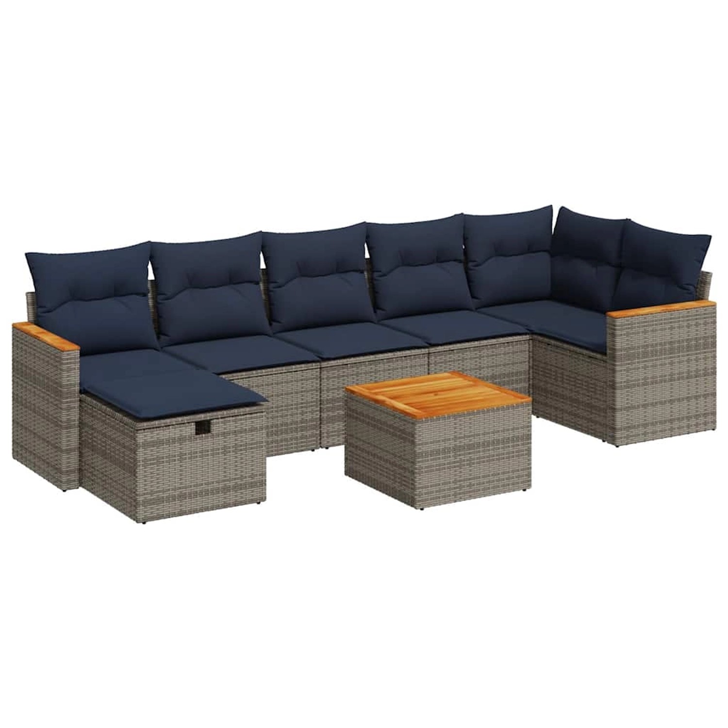 vidaXL 8-Tlg Garten-Sofagarnitur mit Kissen Grau Poly Rattan 3325939