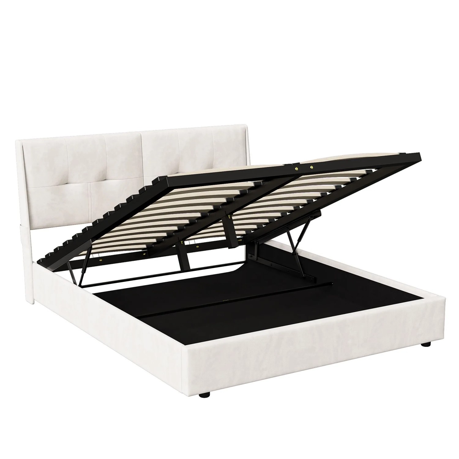 PXloue Polsterbett Bettrahmen 140x200cm Doppelbett in Beige mit LED-Beleuchtung