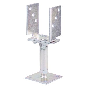 Höhenverstellbarer U-Pfostenträger, galvanisch verzinkt, für Holzpfosten von 71-161mm.