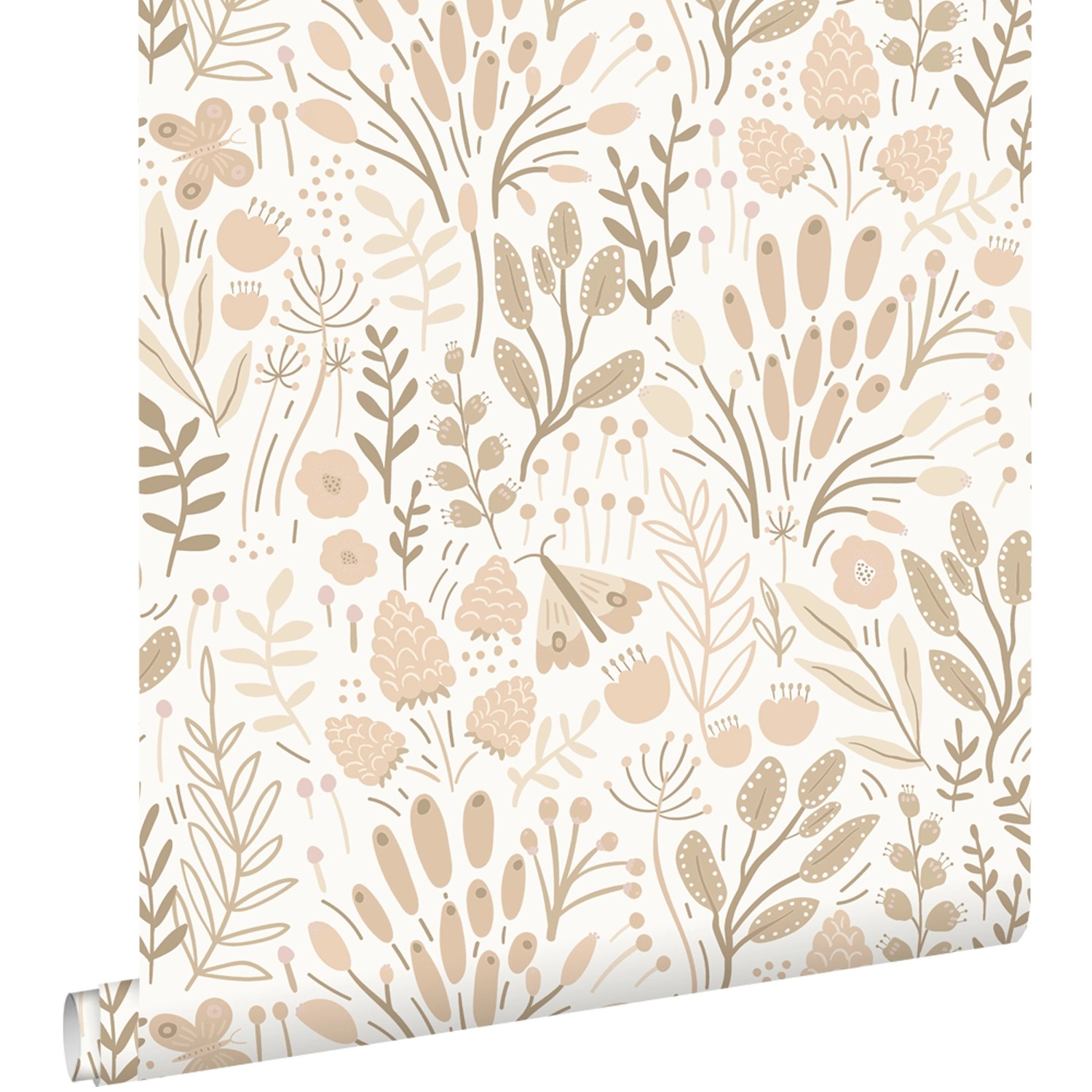 ESTAhome Tapete Blätter und Blumen Weiß und Beige 50 x 900 cm günstig online kaufen