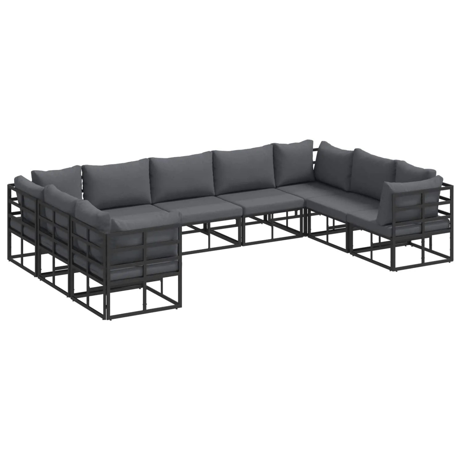 vidaXL Gartensofa-Set mit Kissen 9 Stk Schwarz Aluminium 3378904
