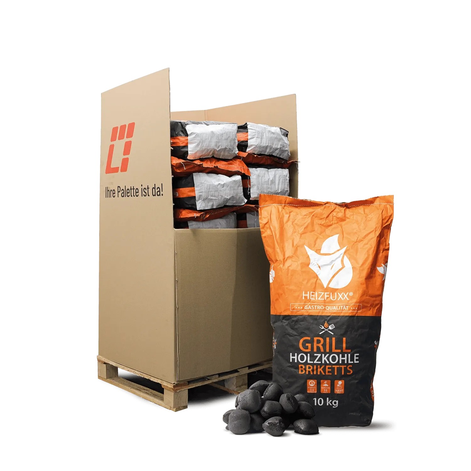 Heizfuxx Grillbriketts 10kg x 20 Sack 200kg Palette