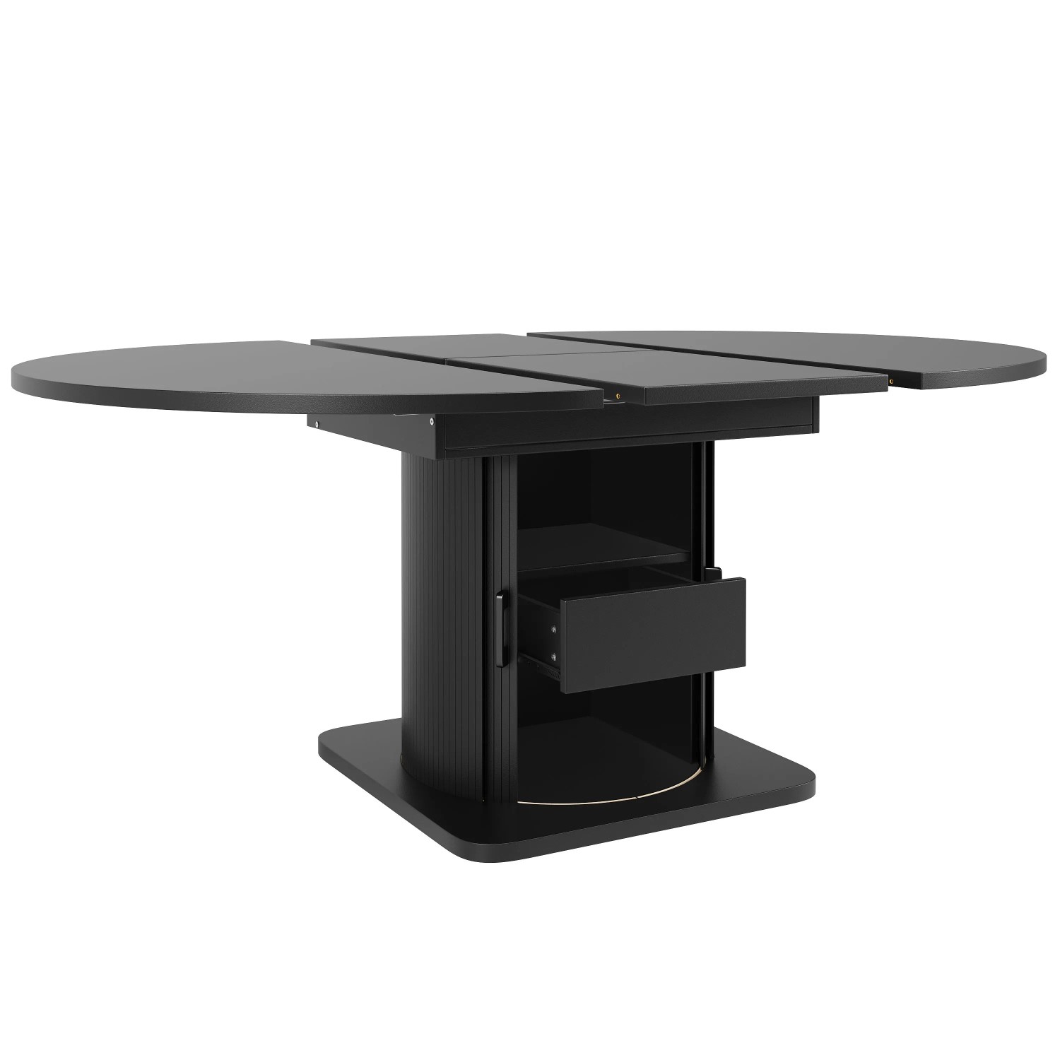 okwish Esstisch mit Schubladen Ausziehbar Esszimmer 118-158x118x76cm Schwarz