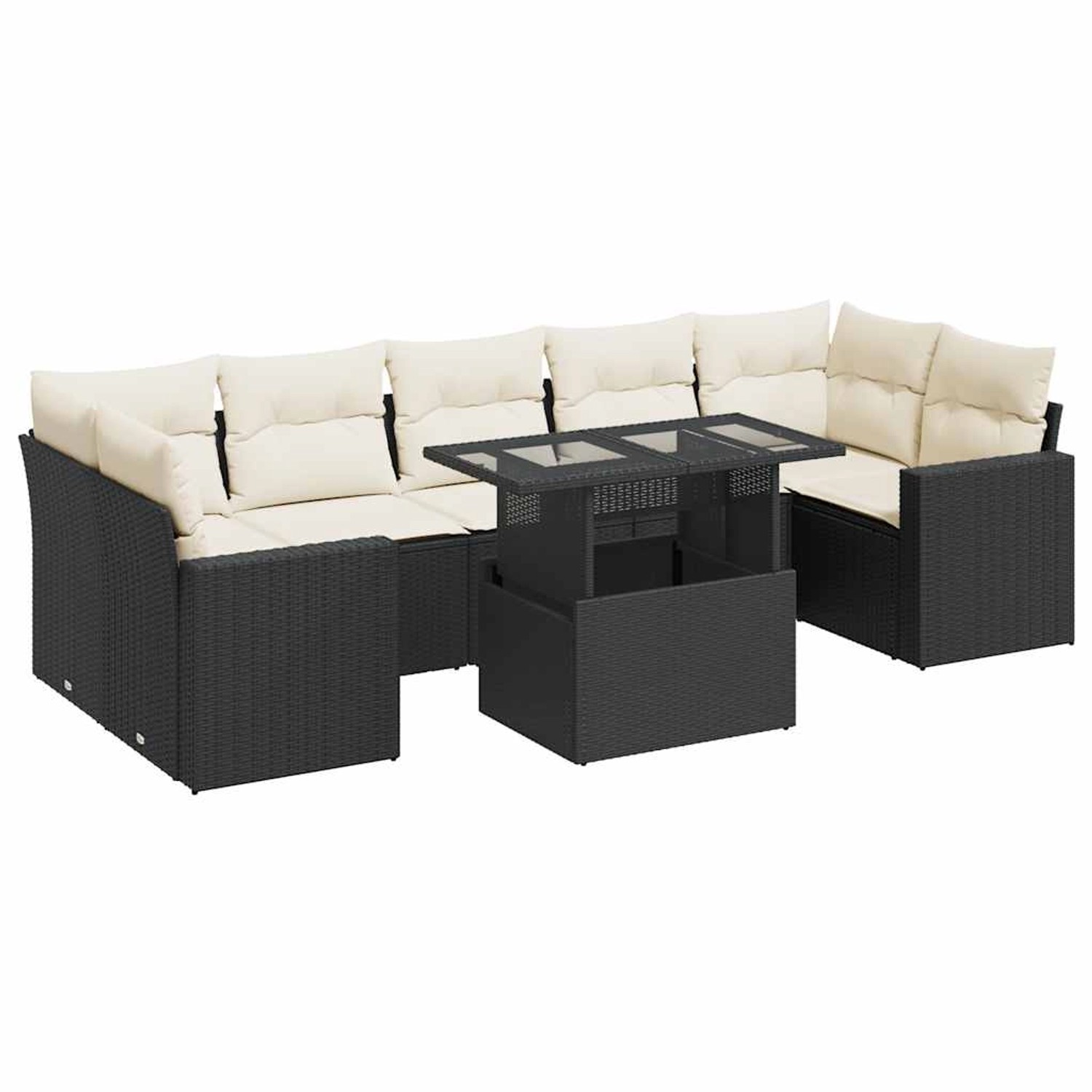 vidaXL 8-Tlg Garten-Sofagarnitur mit Kissen Schwarz Poly Rattan 3326277 günstig online kaufen