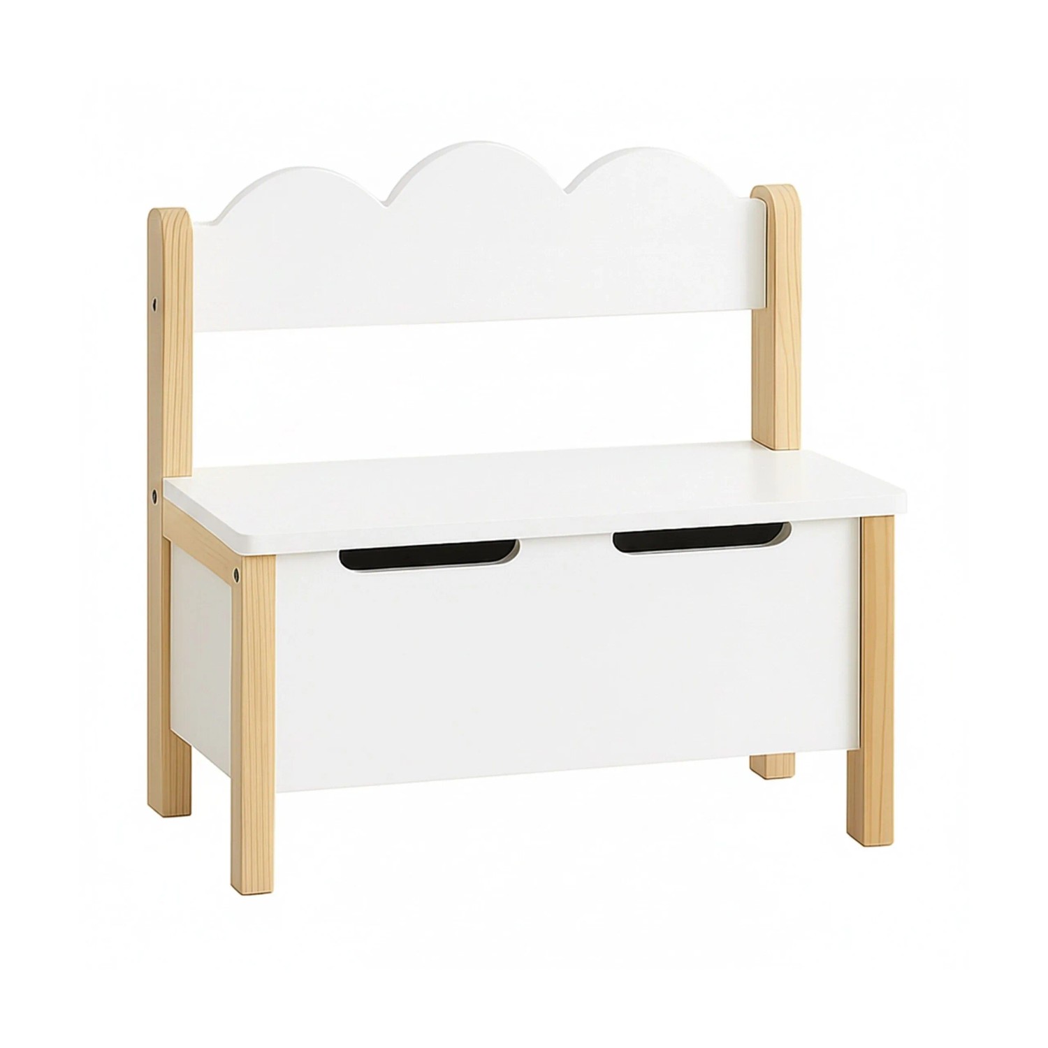 Relaxdays Kinderbank mit Stauraum MDF Kiefernholz Filz Weiß Natur Softclose 60 cm x 60 cm x 25 cm 8,8 kg