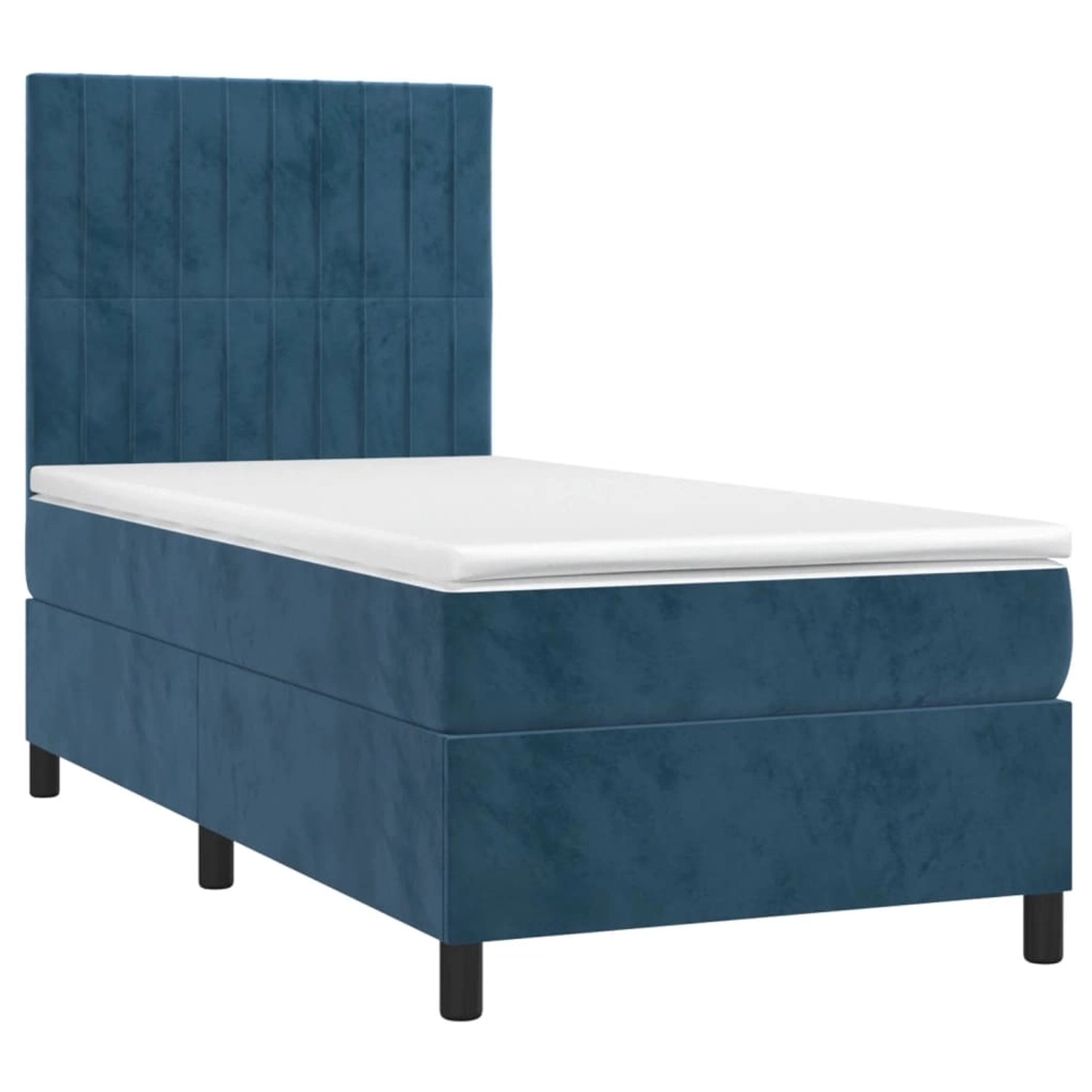 vidaXL Boxspringbett mit Matratze & LED Dunkelblau 90x190 cm Samt 3136219 günstig online kaufen