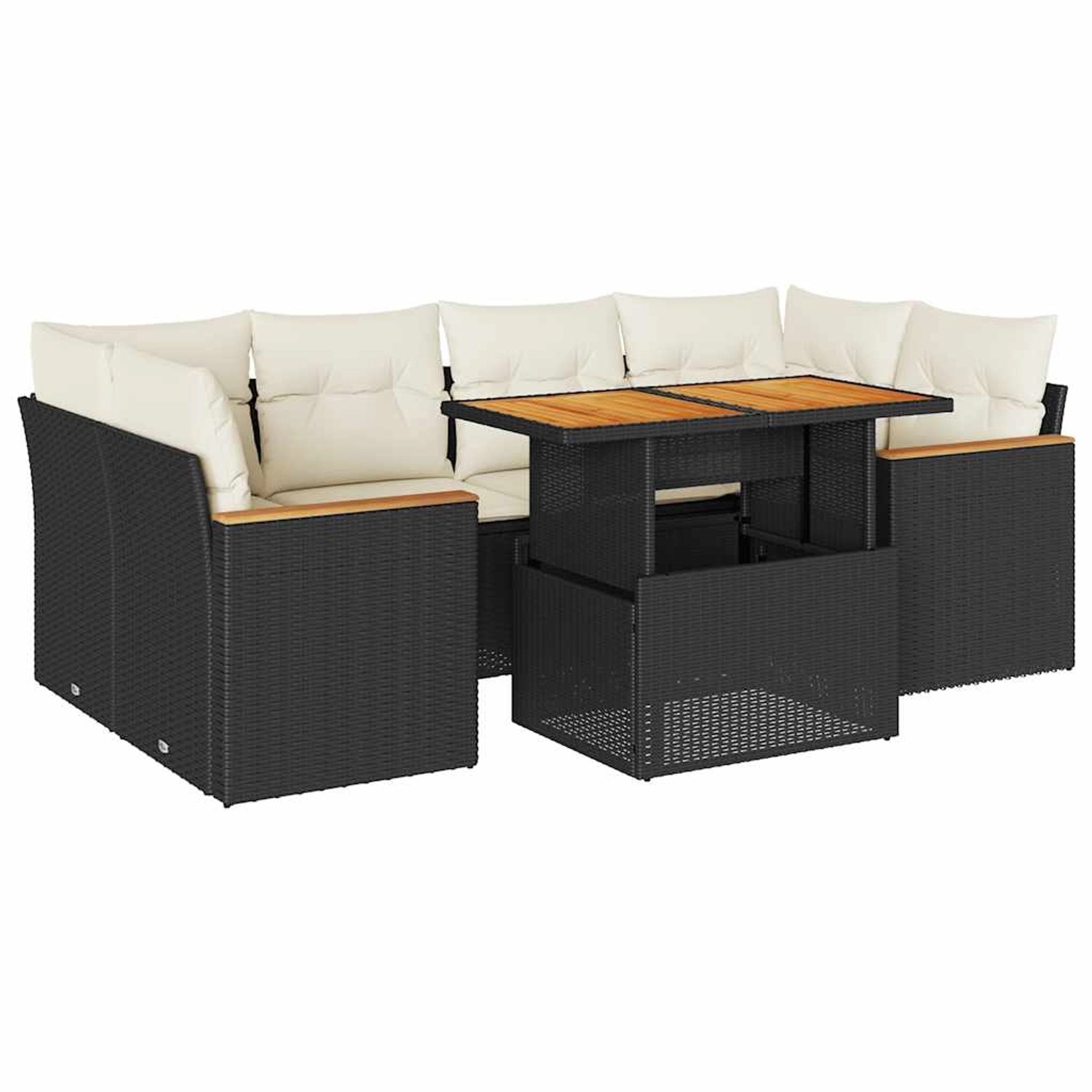 vidaXL 6-Tlg Garten-Sofagarnitur mit Kissen Schwarz Poly Rattan 3327451 günstig online kaufen