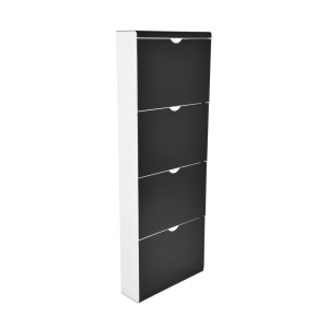 Schwarzer DELUKE Schuhkipper EDDI mit 4 Kippladen, 138x51x16cm, für Schuhaufbewahrung.