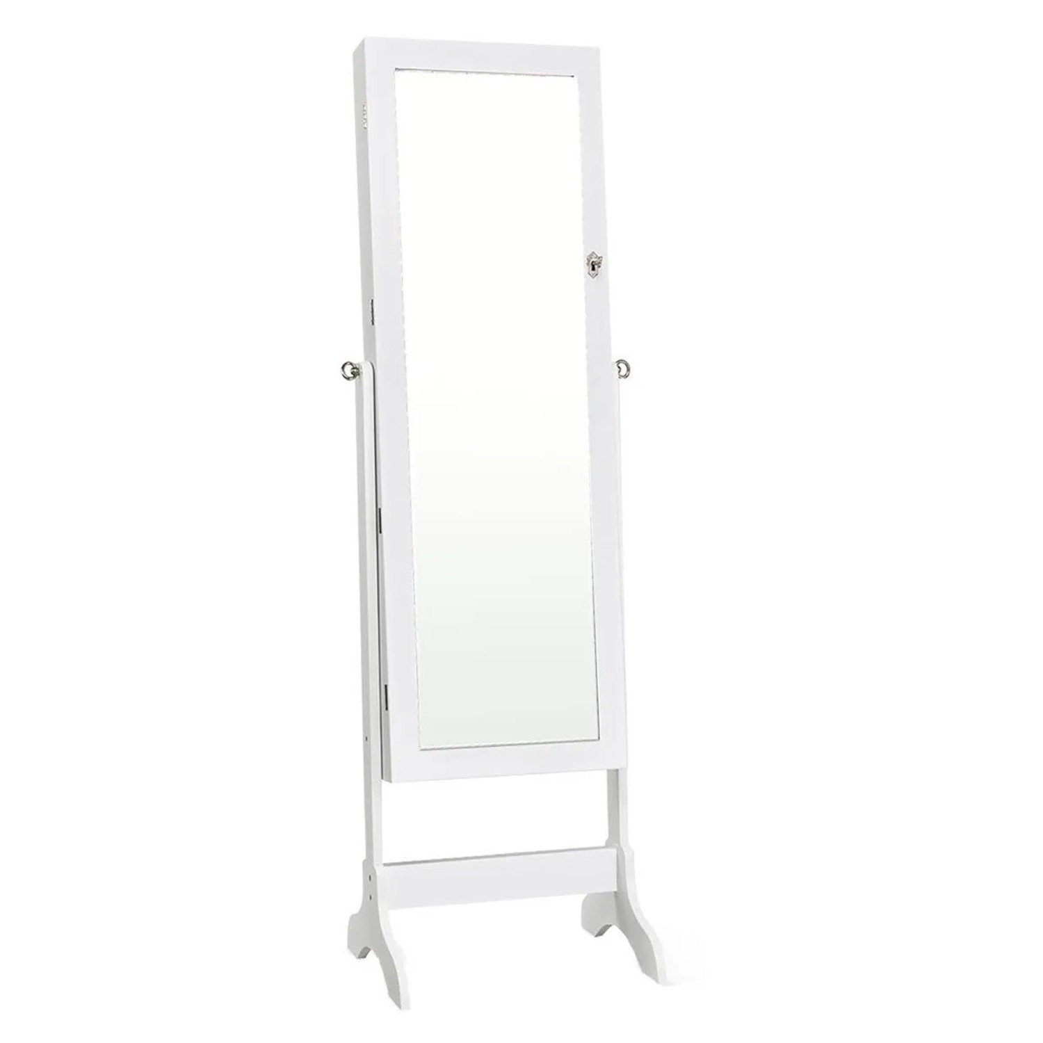 Costway Schmuckschrank Abschließbar mit Spiegel für Ringe Weiß günstig online kaufen