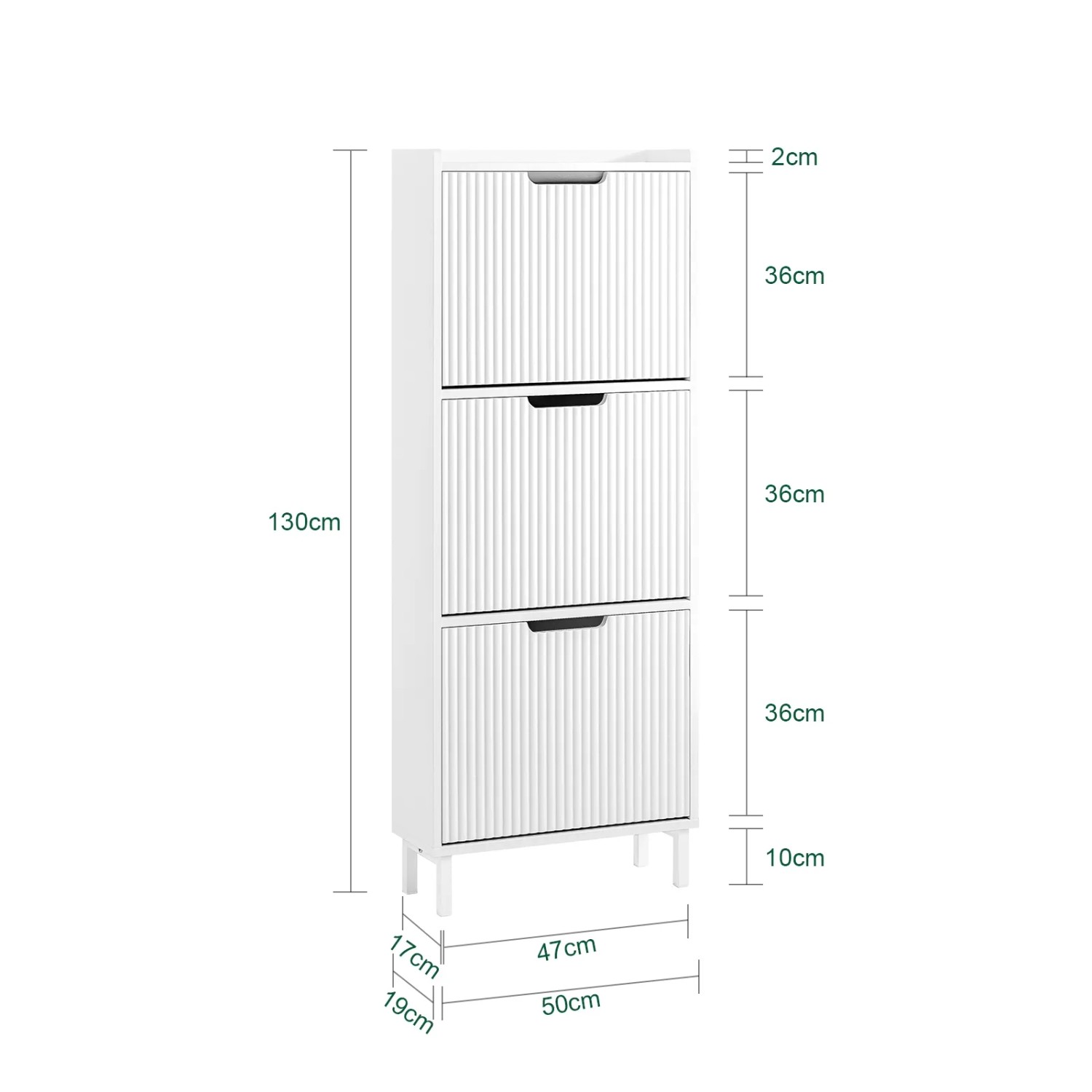 SoBuy Schuhkipper mit 3 Klappen Schuhschrank Schmal für Diele Flur FSR177-H-W_4
