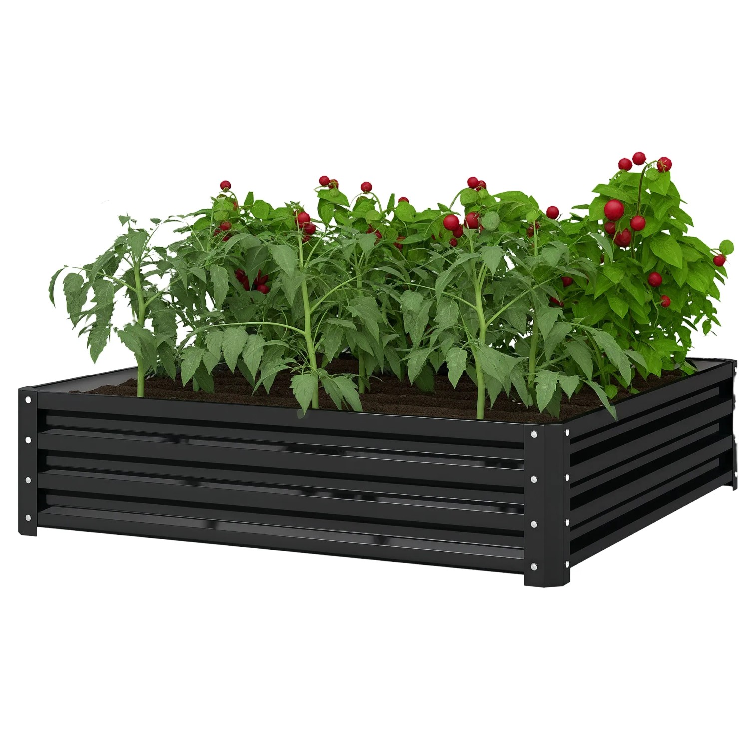 Outsunny Garten-Bett Verzinkter Stahl Grau 120L x 120B x 30H cm