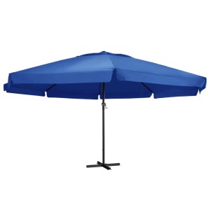 Azurblauer furnicato Sonnenschirm 500 cm mit Aluminium-Mast für Balkon und Garten.