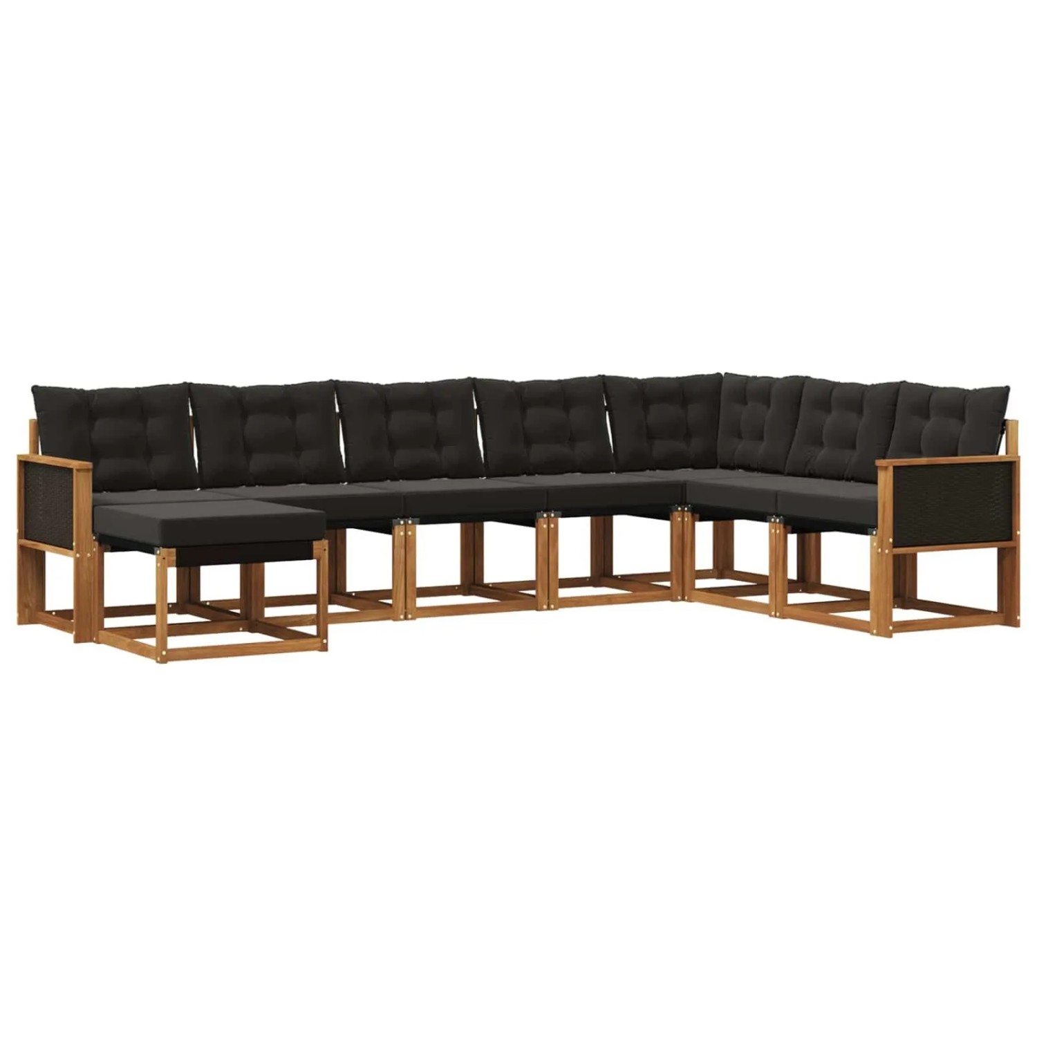 vidaXL Outdoor-Sofagarnitur mit Kissen 8 Stk Natur und Schwarz 3382136