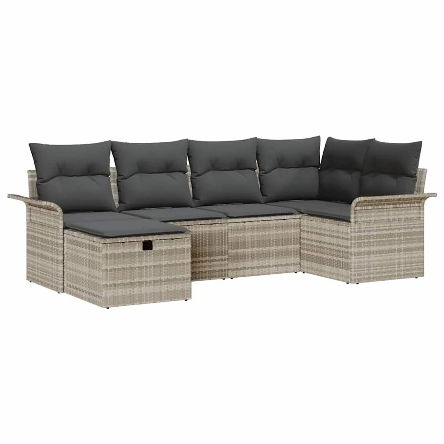 vidaXL Gartensofa-set mit Kissen 6-Tlg Hellgrau Poly-Rattan 3358881 günstig online kaufen