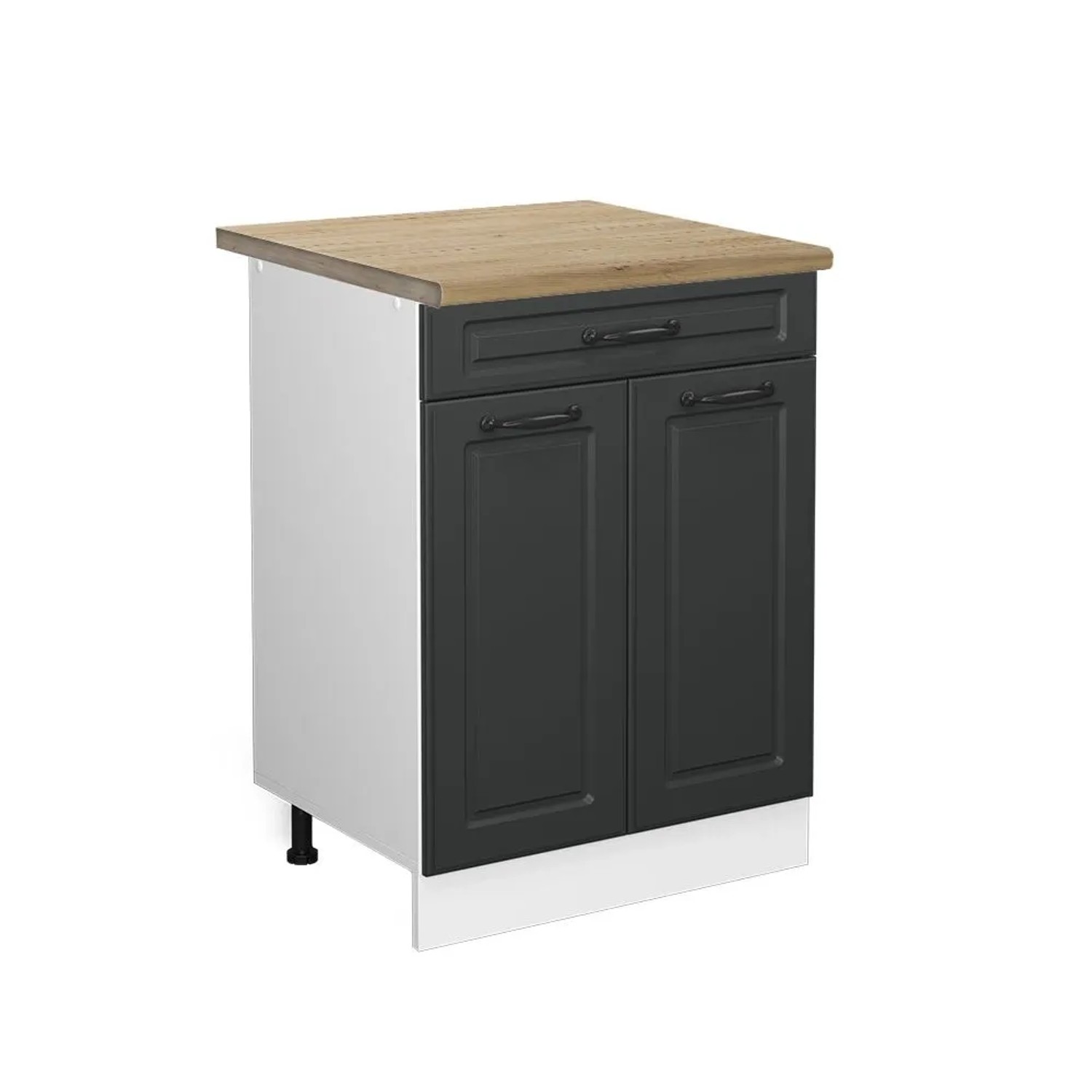 Vicco Küchenunterschrank R-Line Anthrazit Landhaus Weiß 60 cm mit Schublade AP Eiche