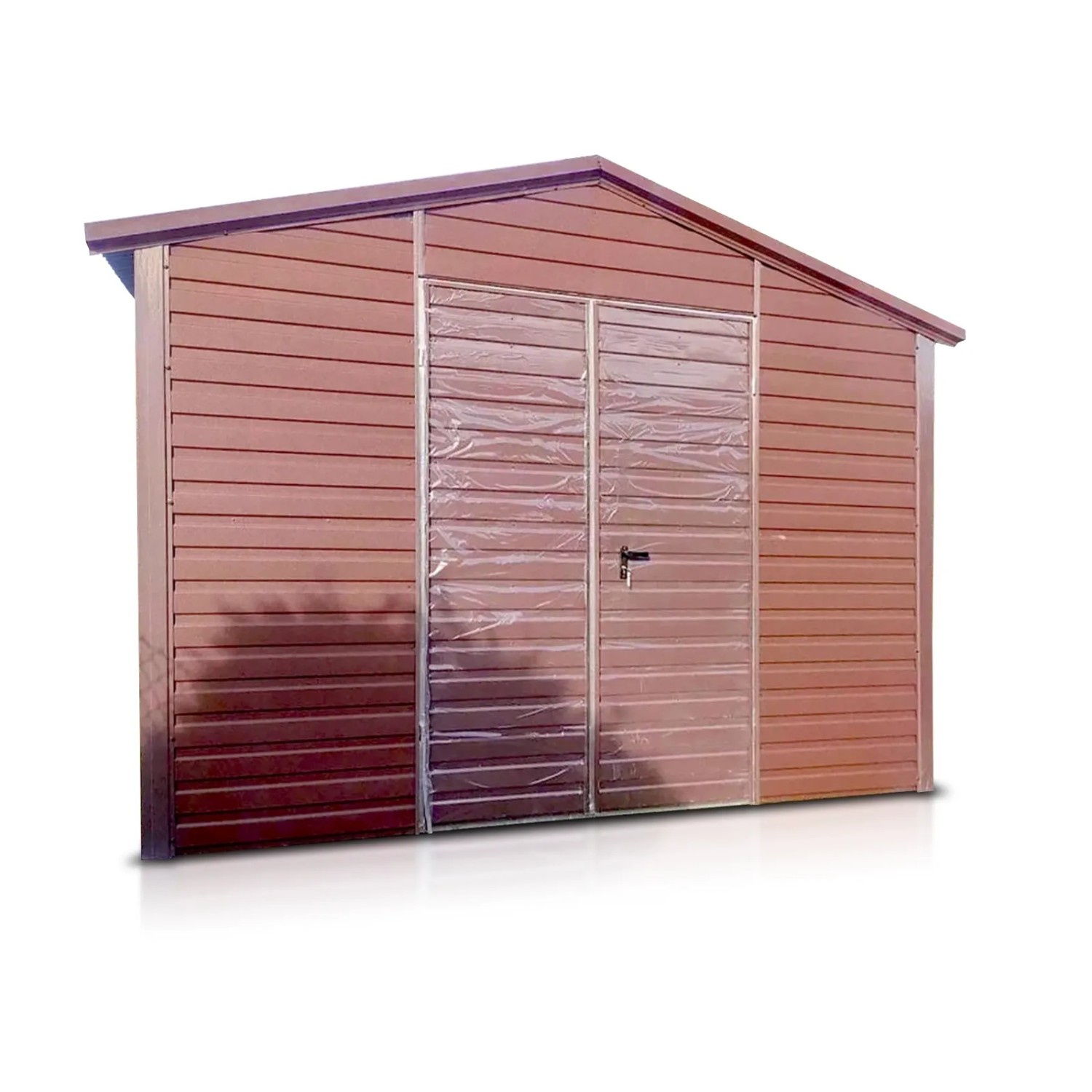 Liderstal Einzelgarage Basic aus Blech 340 x 600 cm Satteldach Doppelflügeltor Dunkelbraun