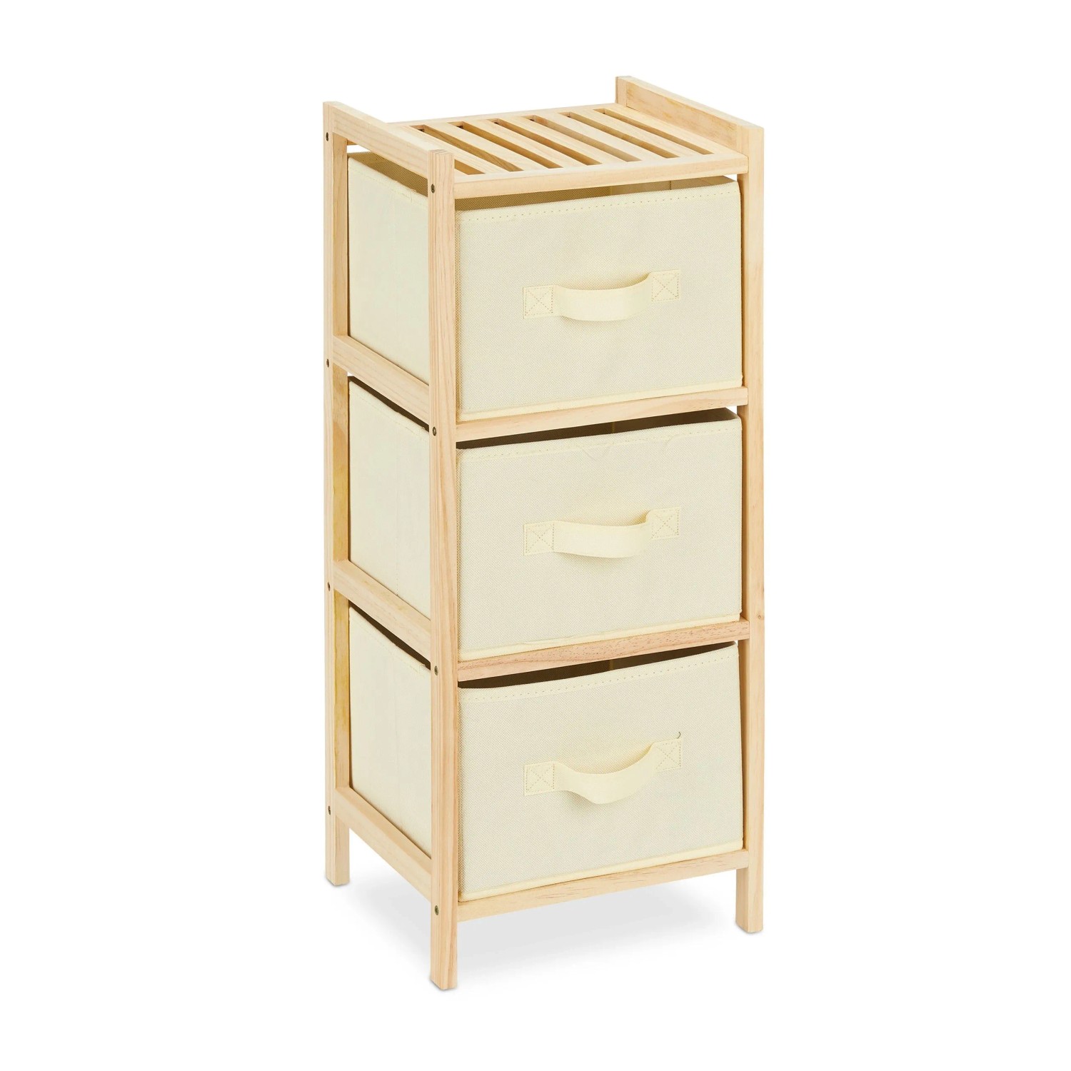 Relaxdays Badregal Holz Beige Faltbar mit 3 Körben 65 cm x 28 cm x 25,5 cm