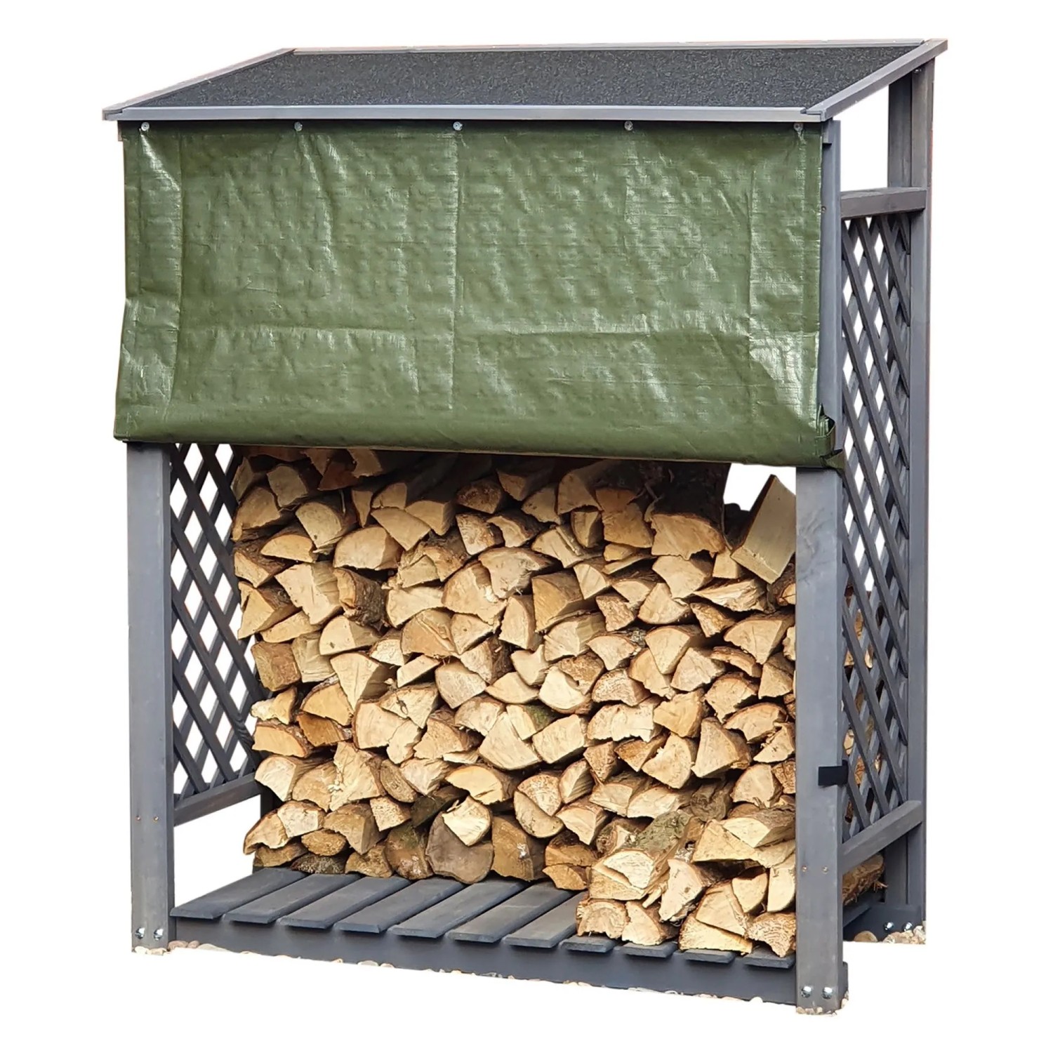 Promadino Kaminholzregal Speyer m. Wetterschutz 148 x 120 x 68 cm Grau FSC®