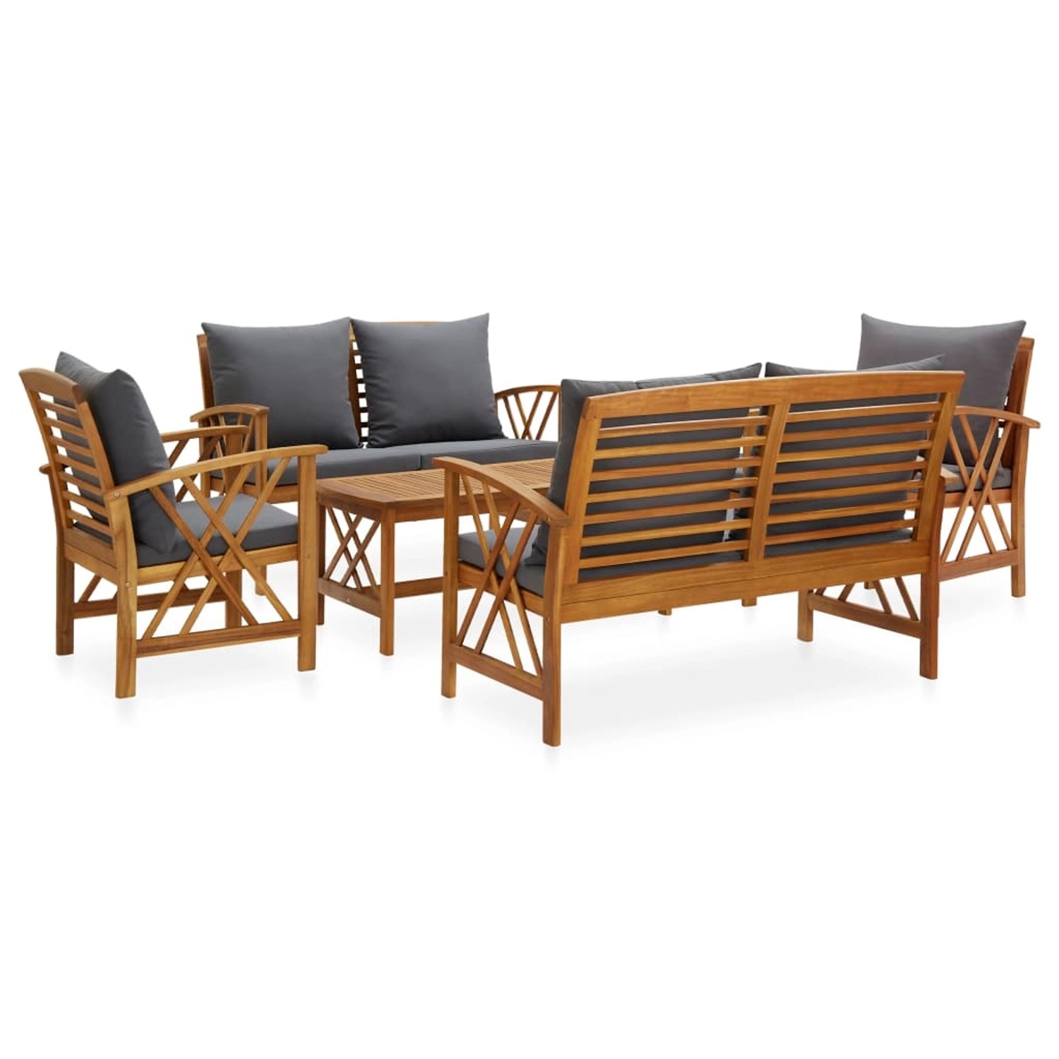 vidaXL 5-tlg Garten-Lounge-Set mit Auflagen Massivholz Akazie Modell 16