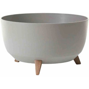 Grauer Siena Garden Pflanztopf Oslo, Ø 47 cm, mit Holzfaser-Anteil und Füßen.