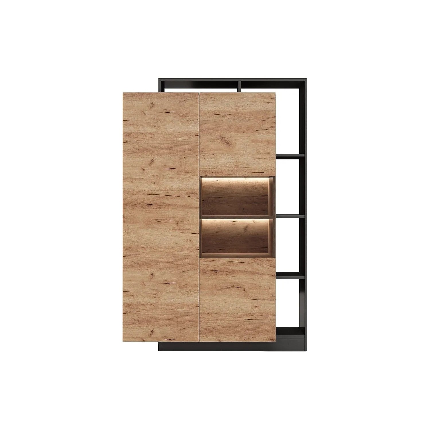 Vente-unique Vitrinenschrank Idesia Anthrazitgrau  Naturfarben Hell 110 cm