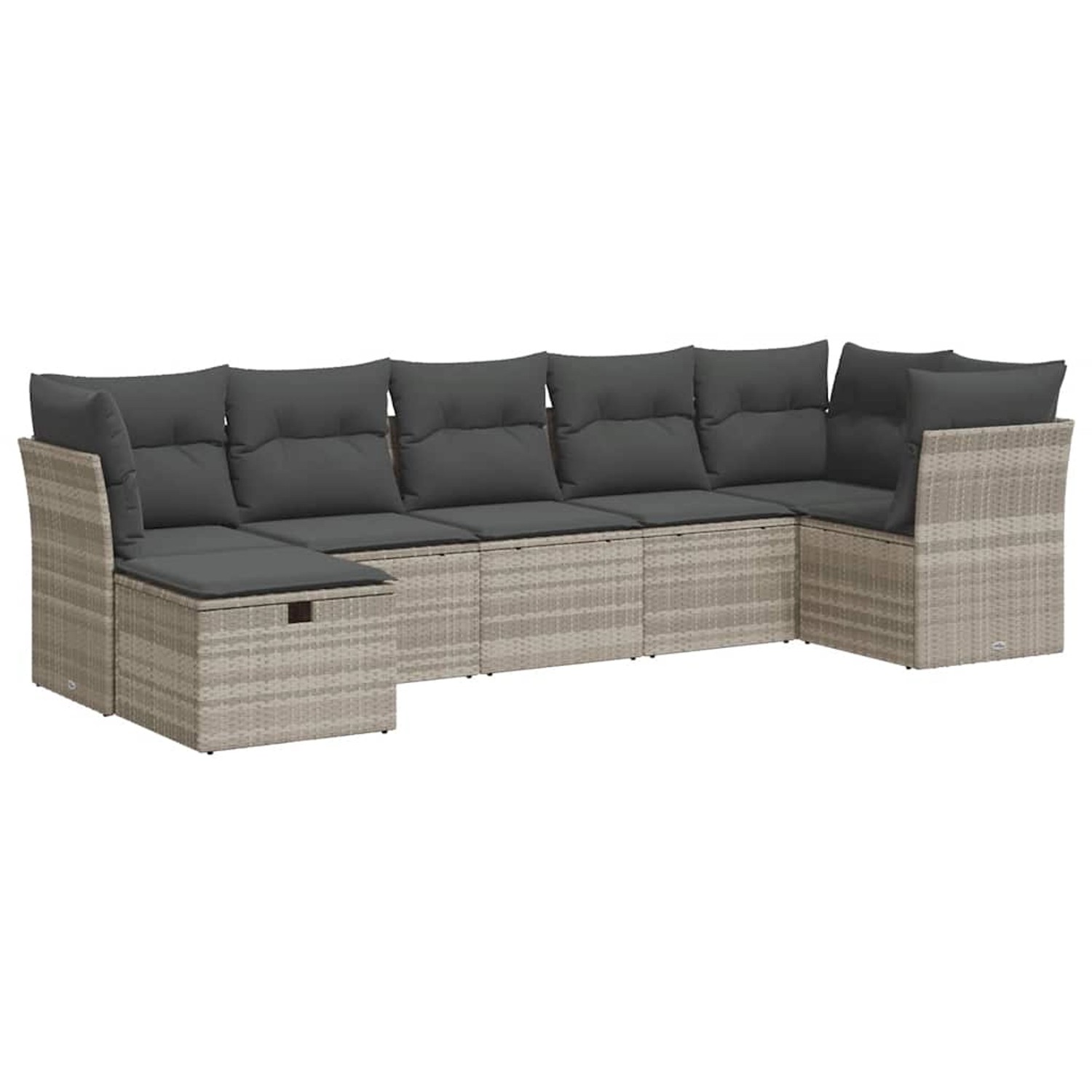 vidaXL 7-Tlg Garten-Sofagarnitur mit Kissen Hellgrau Poly Rattan 3325308 günstig online kaufen