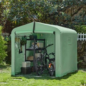 SoBuy Fahrradgarage für 2-4 Fahrräder Geräteschuppen mit UV-Schutz 159x165x219cm Grün KLS11-L-GR