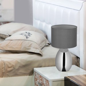 Relaxdays Tischlampen Stahl Silber 2 Stk. Schaltbar 33,5 cm x 18 cm 0,8 kg