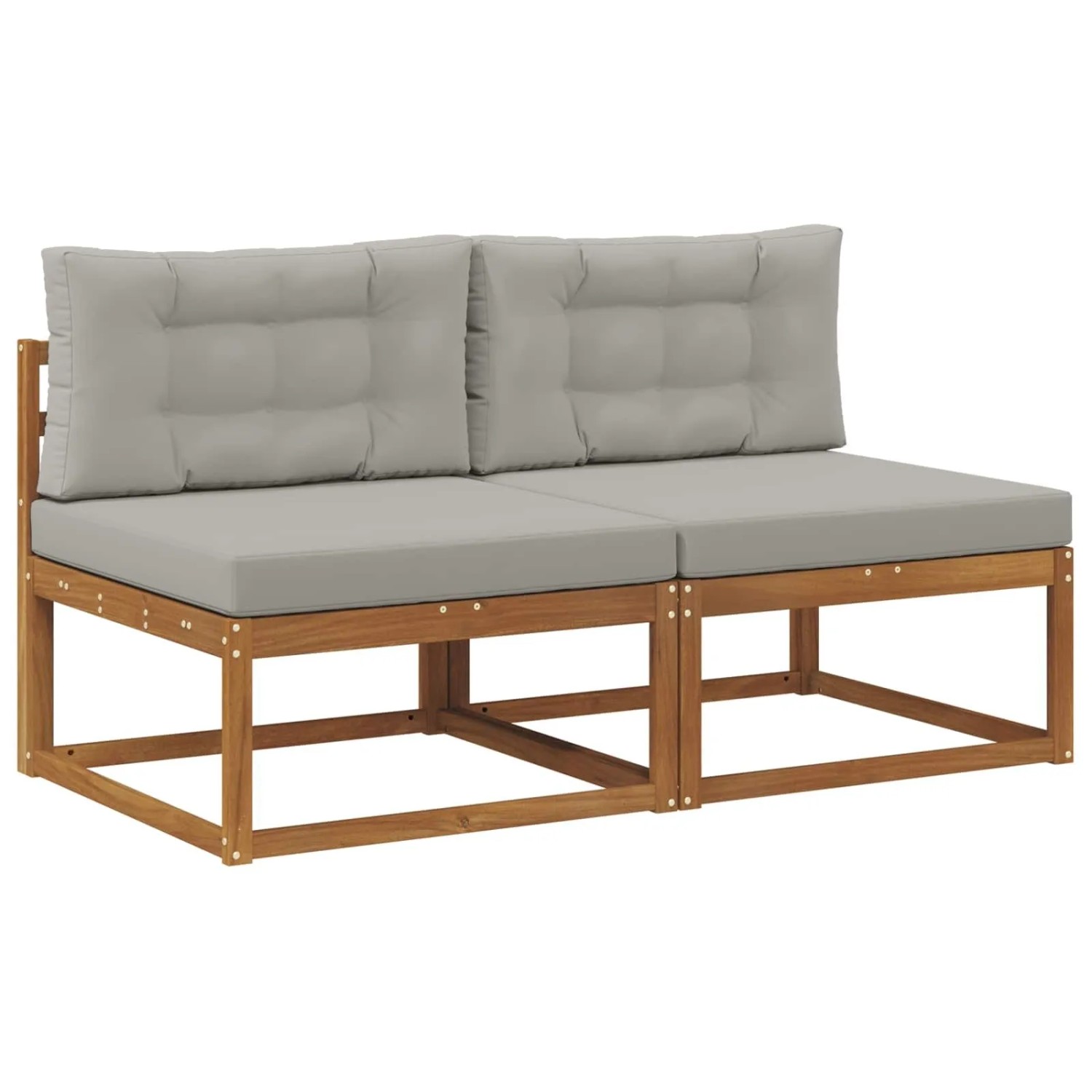 vidaXL Outdoor Mittelsofa mit Kissen 2 Stück Natur Massivholz Akazie 900538