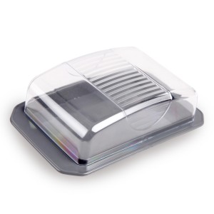 ProHome Butterdose anthrazit mit transparentem Deckel für die Küche.