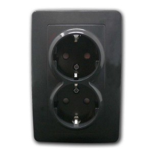 world-trading-net EKONOMIK 2-Fach Schuko Steckdose Anthrazit 250V16A