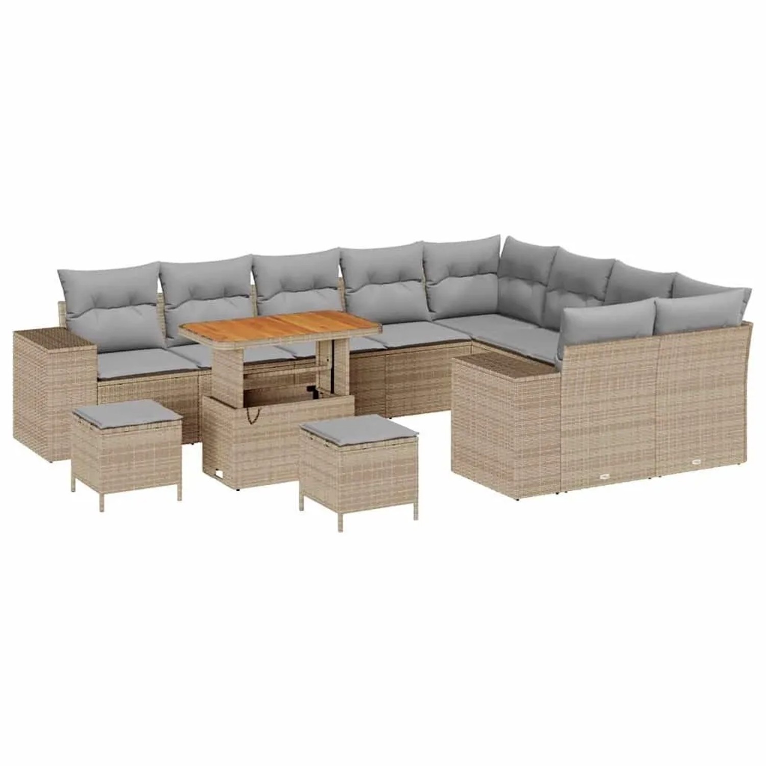 vidaXL Garten-Sofa-Set mit Kissen 12-Tlg Beige und Hellgrau 3363997