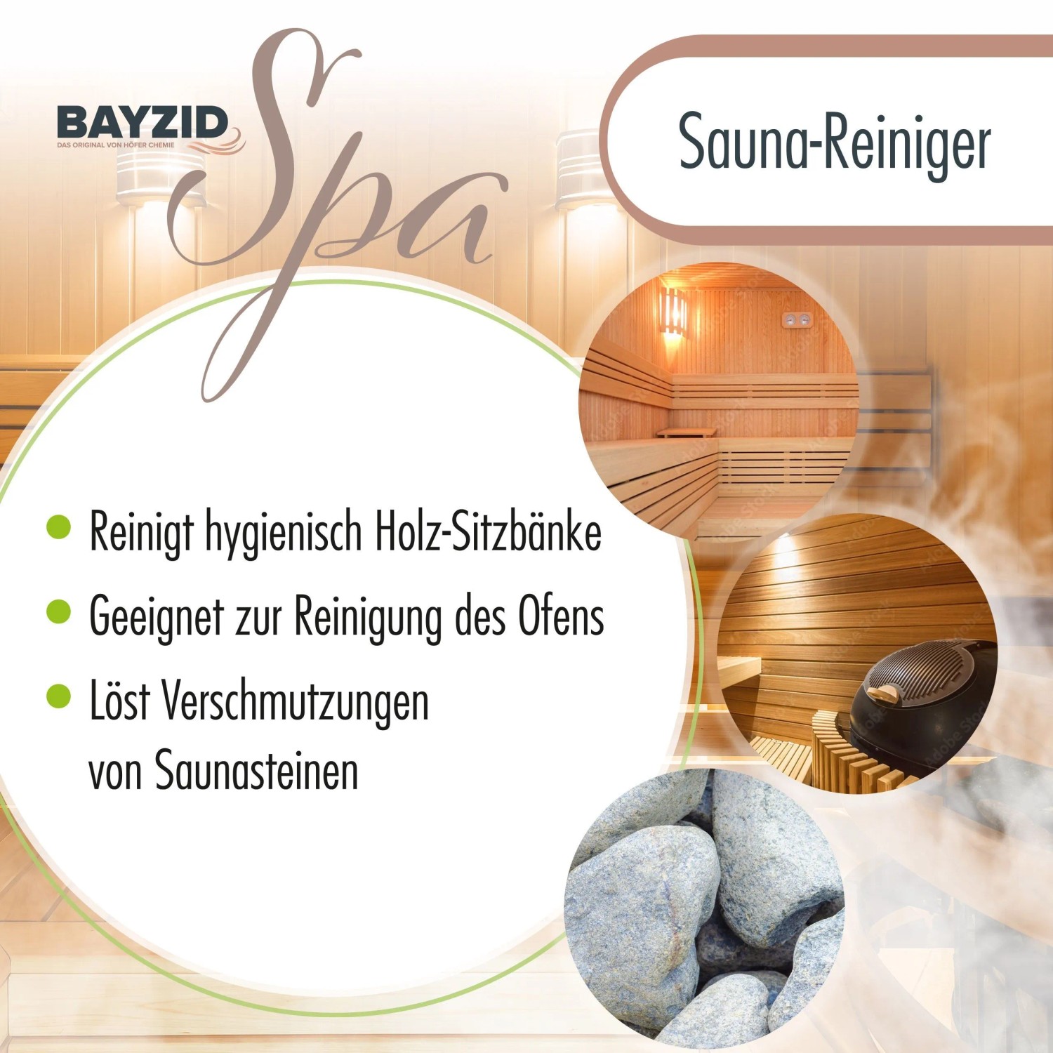 Bayzid Saunareiniger 1l: Konzentrat mit Eukalyptusduft für die hygienische Reinigung von Sauna und Zubehör.
