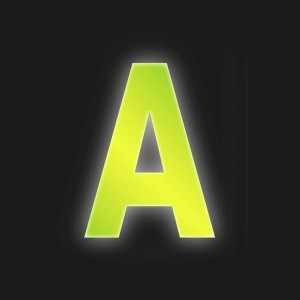 Reflektierender, gelber Klebebuchstabe A, 8 cm hoch, von Conacord.