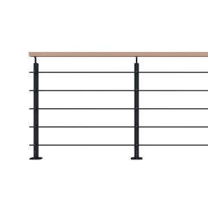 Kordo Geländerset, 2m, Alu schwarz, Handlauf Buche, Bodenbefestigung Opalu.