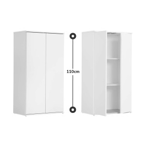 Mokebo Midischrank in Weiß, Büroschrank mit zwei Türen und Einlegeböden, 110cm hoch.