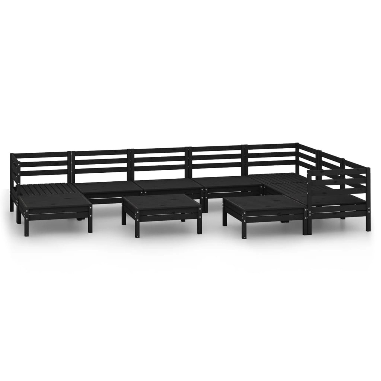 10-tlg. Garten-lounge-set Massivholz Kiefer Schwarz günstig online kaufen