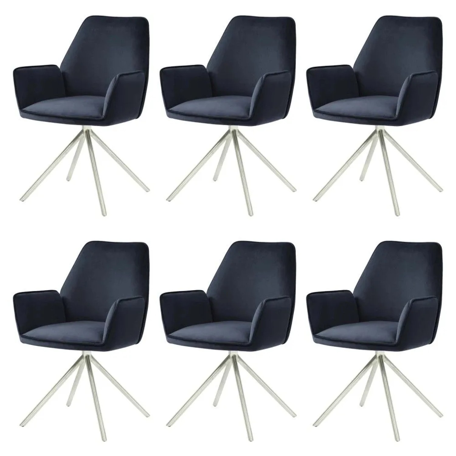 MCW Esszimmerstuhl G67 6er-Set Anthrazit-Blau Edelstahl