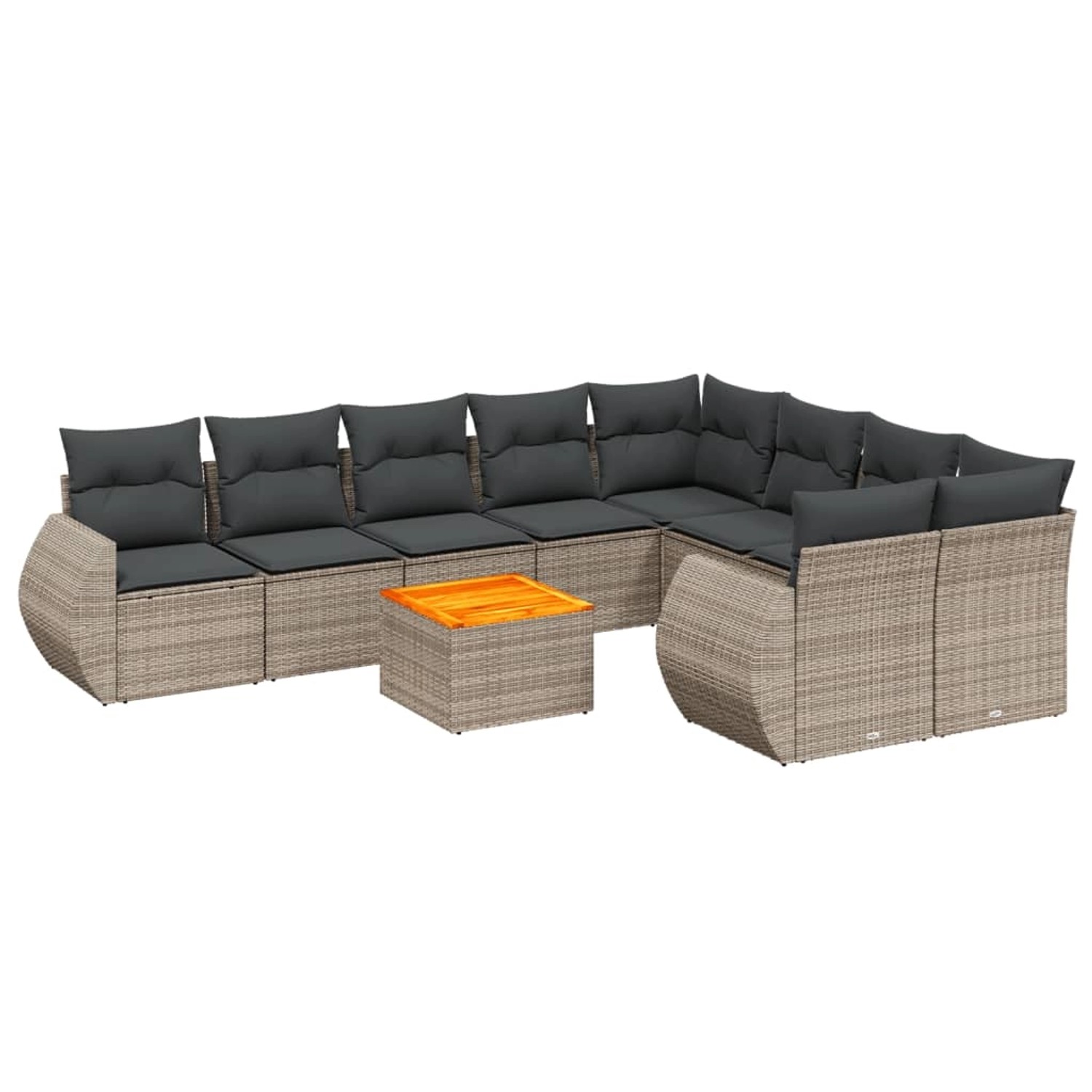 vidaXL 10-Tlg Garten-Sofagarnitur mit Kissen Grau Poly Rattan 3225164