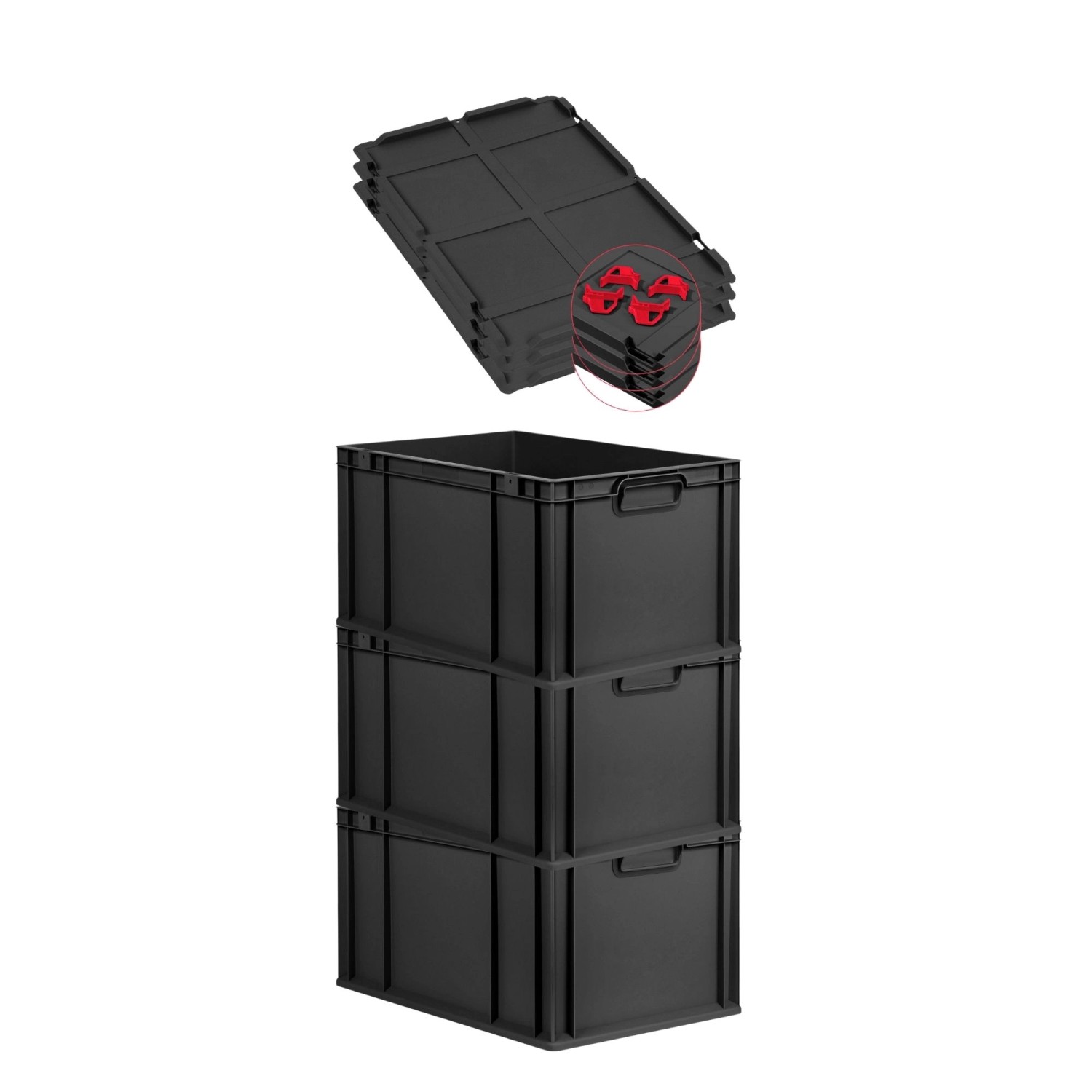 PROREGAL SuperSparSet 3x Eurobox Nextgen Grip Mit Auflagedeckel Und Roten V günstig online kaufen