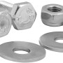 LAS Schraubensatz für Stützradhalter, verzinkter Stahl, Muttern und Unterlegscheiben.