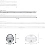 LED-Feuchtraumleuchte, 17,5 W, grau, verschiedene Größen und Detailansichten.