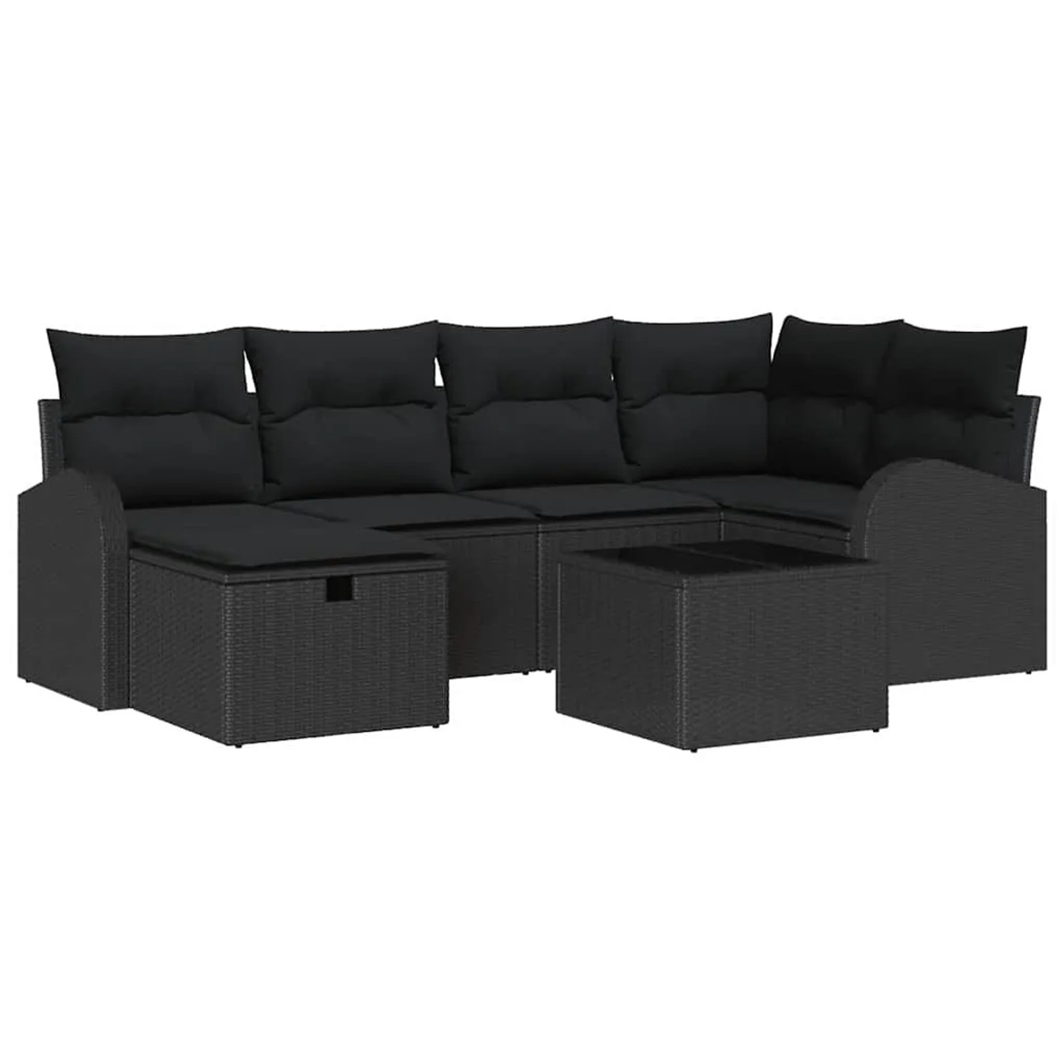 vidaXL Garten-Sofa-Set mit Kissen 7-Tlg Schwarz Poly Rattan 3360424 günstig online kaufen