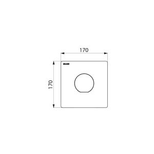 Delabie TEMPOFLUX 3 Unterputz-Druckspüler: Chromierte Abdeckplatte 170x170 mm mit rundem Bedienknopf. Für WC-Spüler.