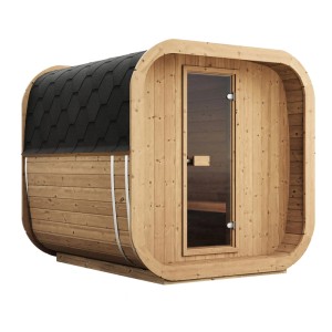 Weka Saunahaus Laadi 2 Thermoholz 28/42 mm mit Kompakt-Ofen 9 kW 400 V